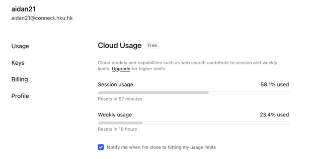 Ollama cloud usage mid-ingestion